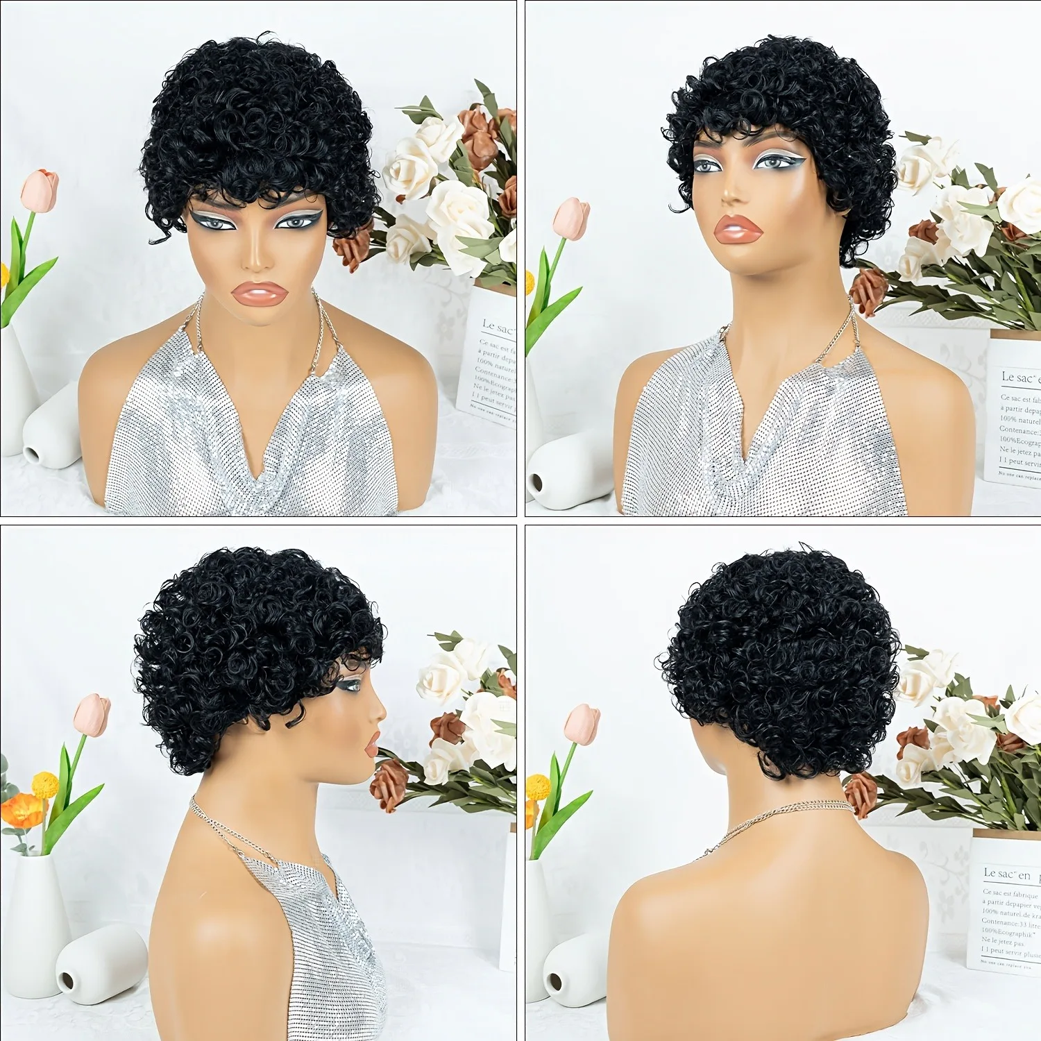 Daily and Party Wear Pixie Cut Wig Short Afro Kinky Deep Wave Natural Black Brazilian Virgin Human Hair for Black Women view 6