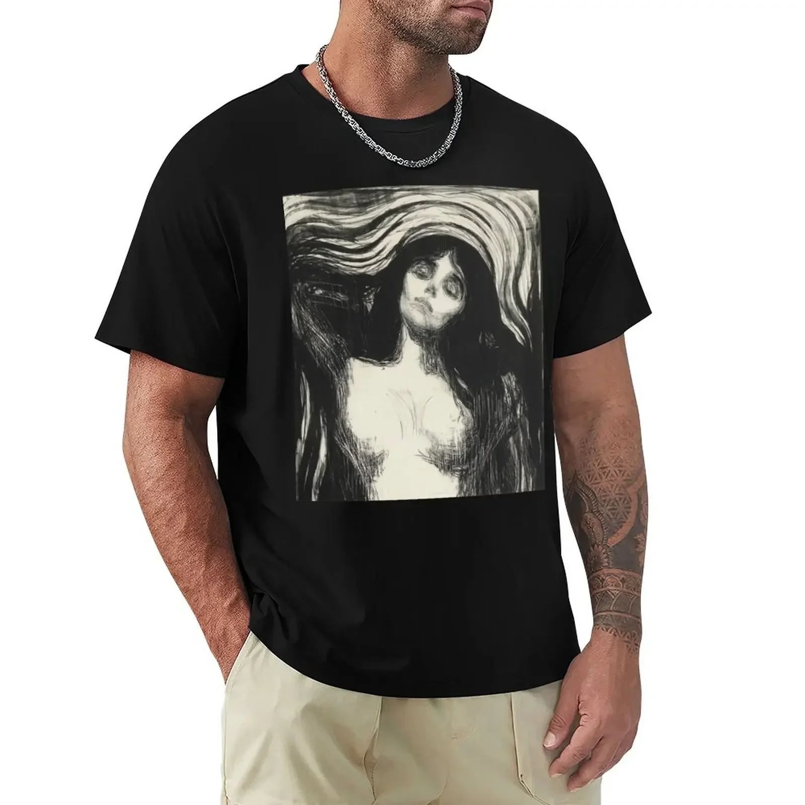 T-Shirt The Madonna Edvard Munch surdimensionné pour hommes, vêtements Hiphelicopter, t-shirts drôles