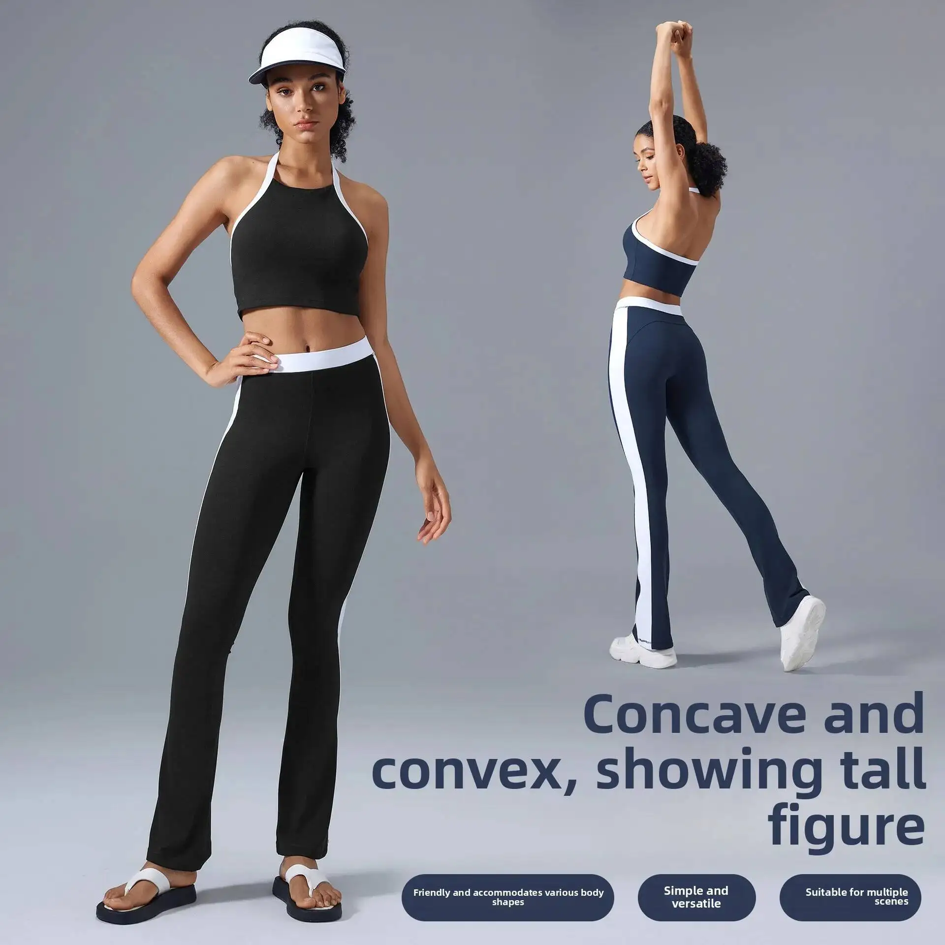 

High Waisted Contrasting Color Elastic Outerwear Micro Pull Up Slimming And Fiess Sports Pants For Women