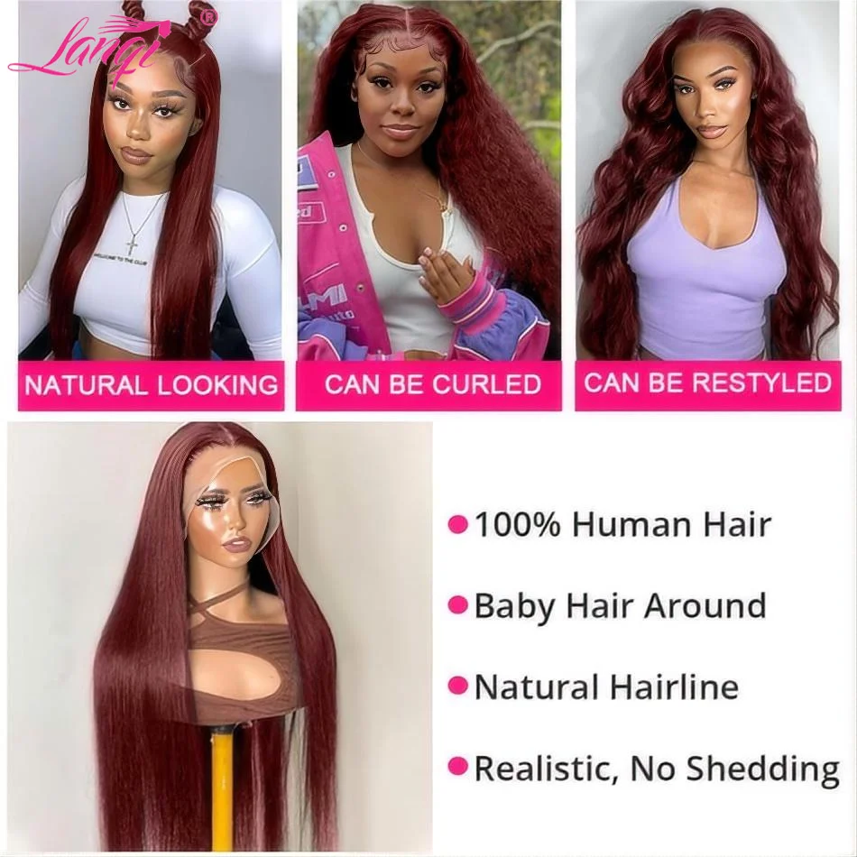 Reddish Brown Straight Wigs13x4 Transparent Lace Frontal Wig Human Hair Lace Front Wigs for Women Colored 180 Density Wig