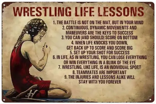 Retro Metal Tin Sign 8 X 12 Inches Wrestling Life Lessons Wrestling Wrestling...