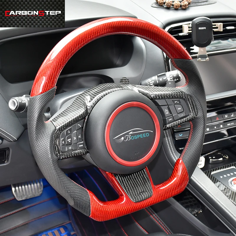 Fit For Jaguar XF F Type X Type XKR GT XE XJ Carbon Fiber Cars Steering Wheel With Leather Suede Led Sports Heated