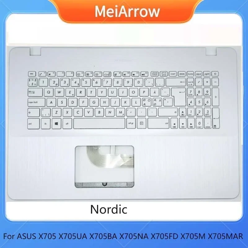 MEIARROW جديد/org لـ 17.3 "ASUS X705 X705U X705UD X705M X705MA X705N Palmrest غطاء علوي للوحة المفاتيح الشمالية، أبيض