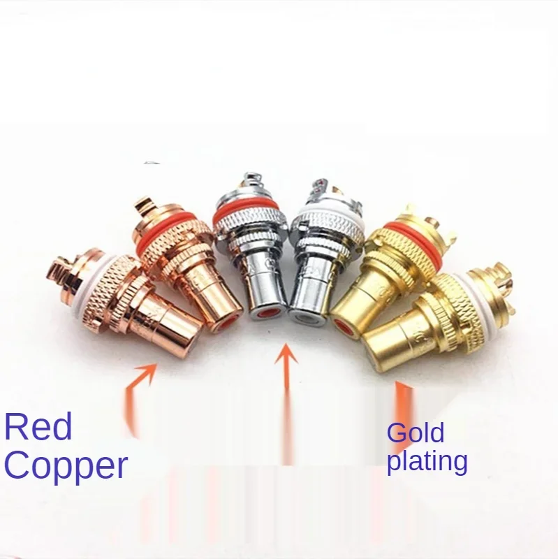 2Pcs/lot High Quality CMC Copper Gold Plated RCA Female Plug Socket Terminal Jack Socket AV Audio Video Connector Adapter