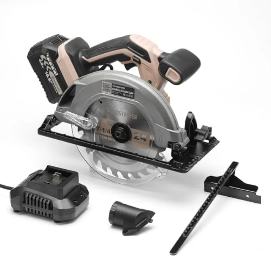 

18.5V Cordless Circular Saw Kit - 7-1/4-Inch Blade 5000RPM 45° Bevel for Woodworking​ Battery and Charger