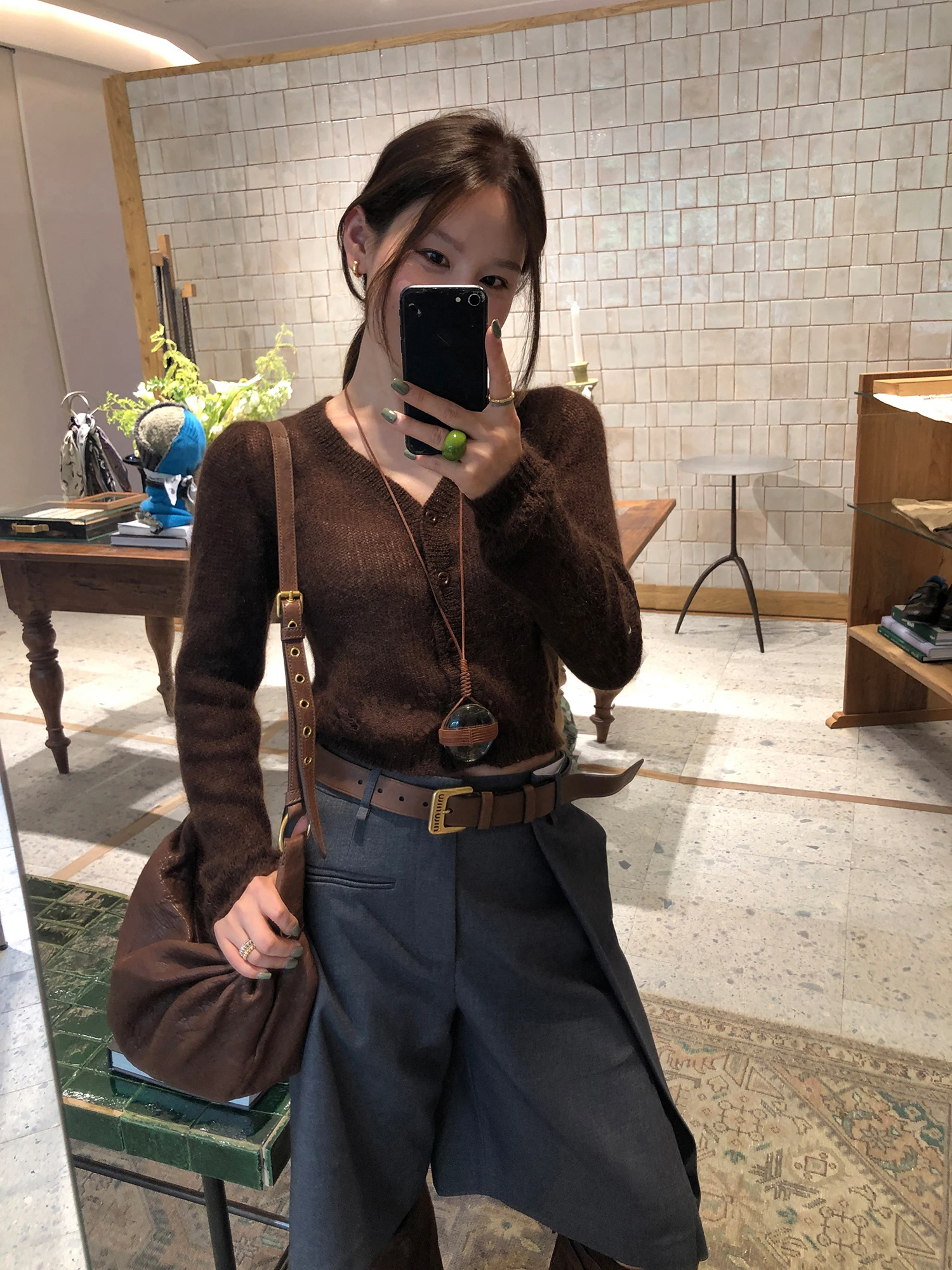 

WXLSTUDIO Peonys Envy Женский вязаный кардиган с длинным рукавом и V-образным вырезом, высококачественный, в корейском стиле, для осеннего сезона