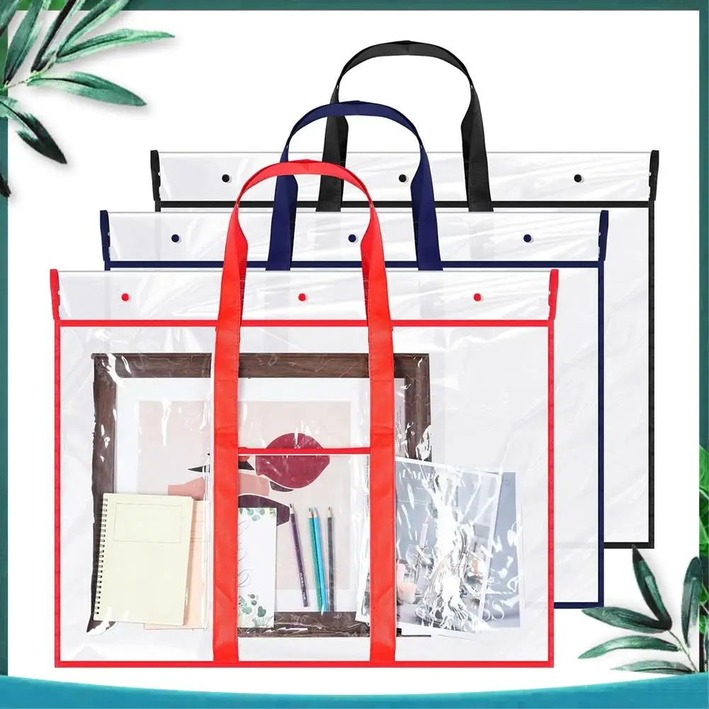 (NEW) 3 Pack Large Poster Storage Bag Bulletin Board Holder Art PVC Folder With Pocket Transparent Art Portfolio Organizer
