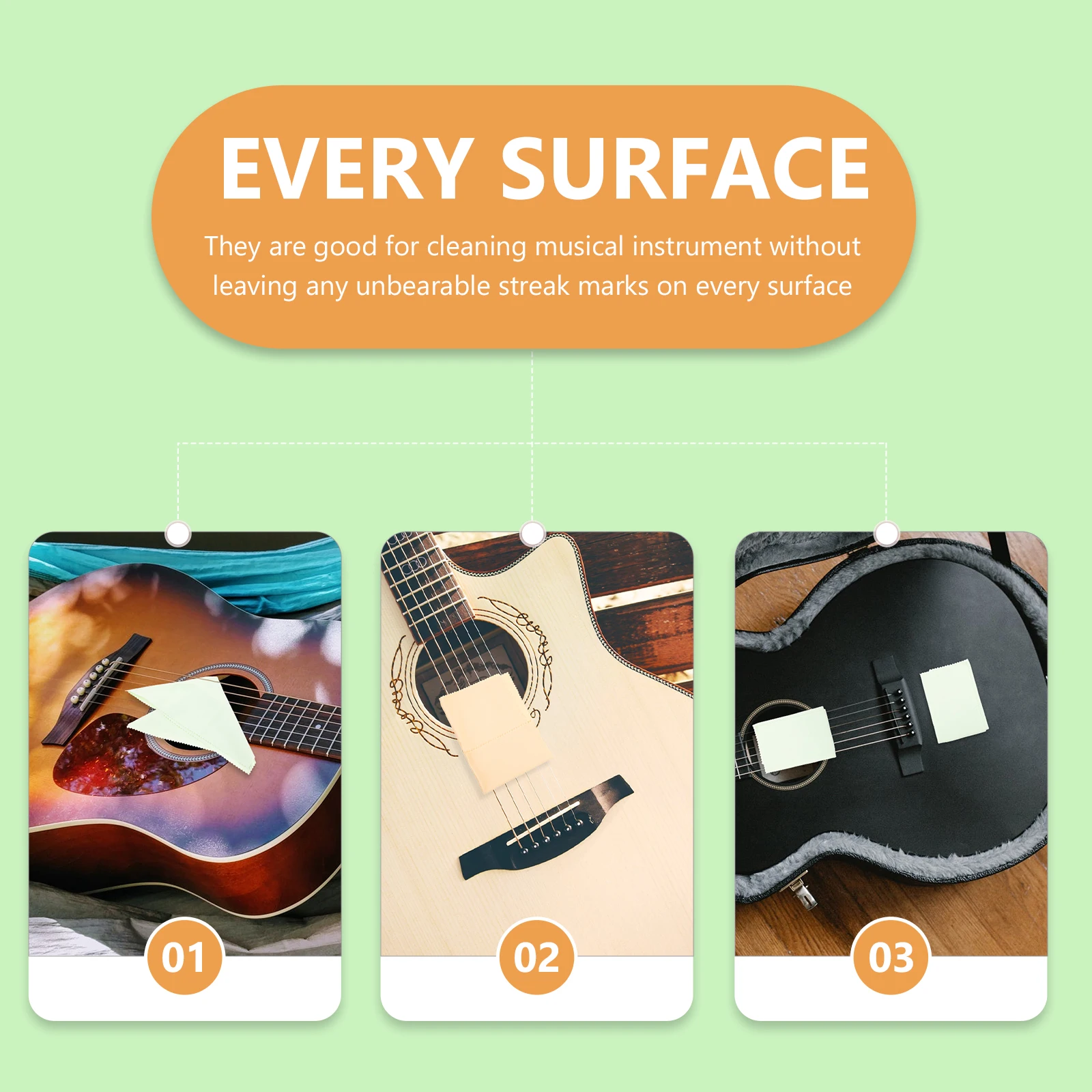 

5 Pcs Musical Instrument Wipes Portable Cleaning Cloth for Guitar Cleaner Fiber Fleece Dust