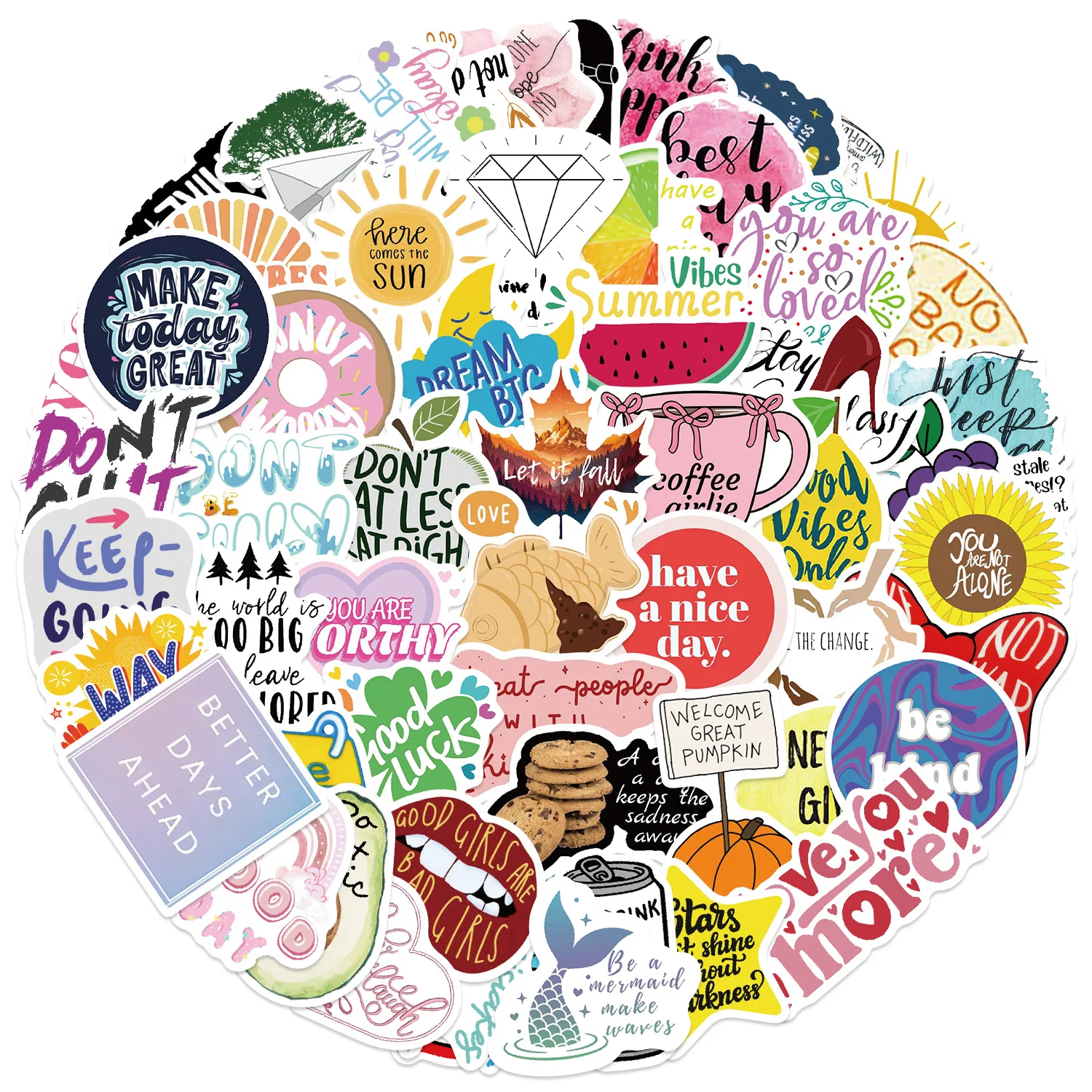 50PCS Neue Inspirierende Text Cartoon Aufkleber Positive Energie Kurzen Satz Graffiti Dekoration Notebook Koffer Gitarre Aufkleber