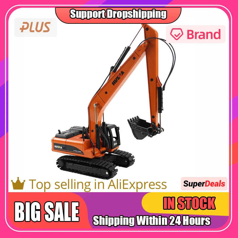 

HUINA 1722 1:50 Long Alloy Arm Excavator Truck Car Metal Professional Engineering Construction Vehicle Model Toys for Boys Gifts