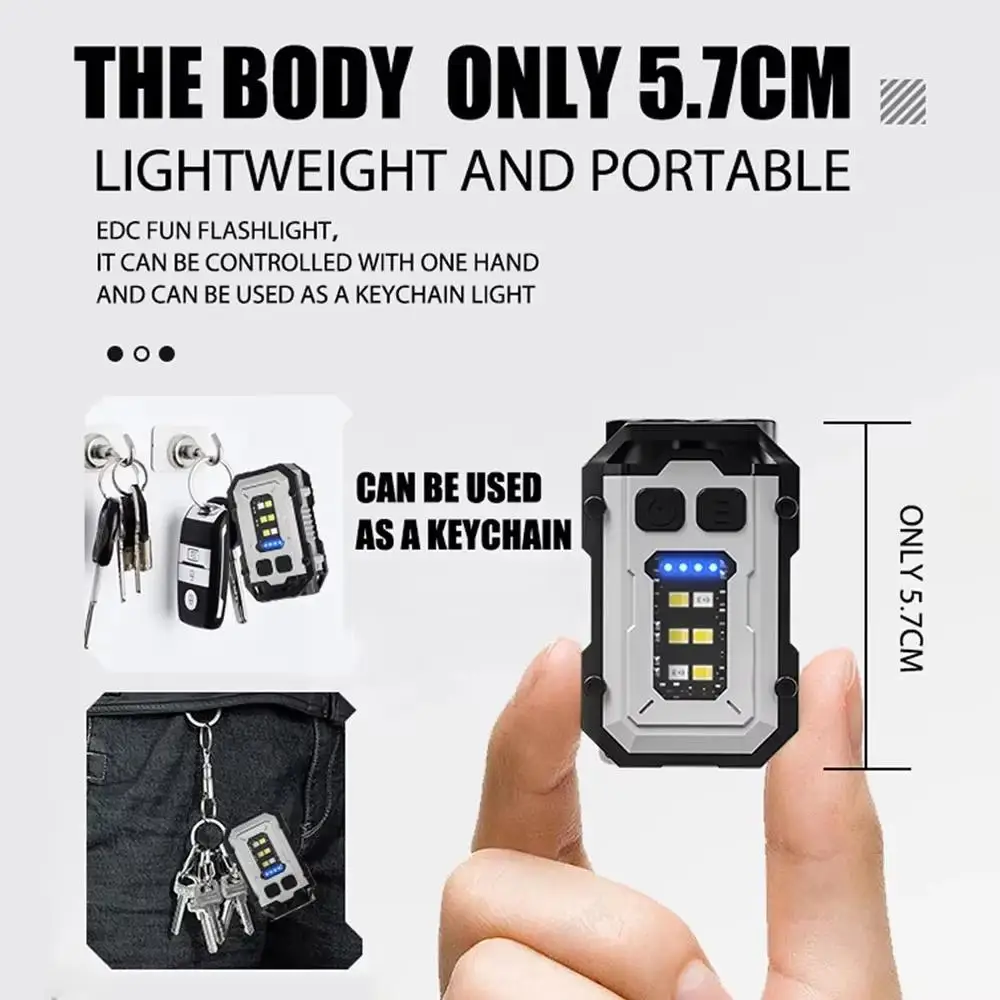 Super Bright COB LED Keychain Flashlight Mini Pocket Torch Magnetic Portable Multifunctional EDC Light Outdoor Camping Fishing