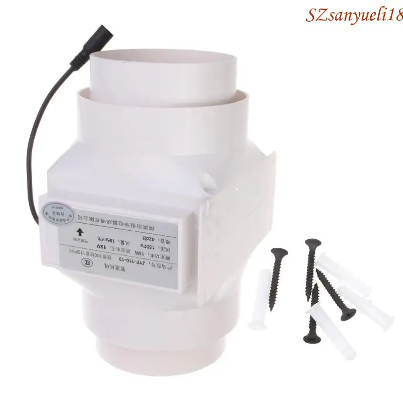 

94PC High Performances 12V 5.5x2.1mm 4inch Inlines Duct Fan for Effective Ventilation in Small Spaces and Pet Areas