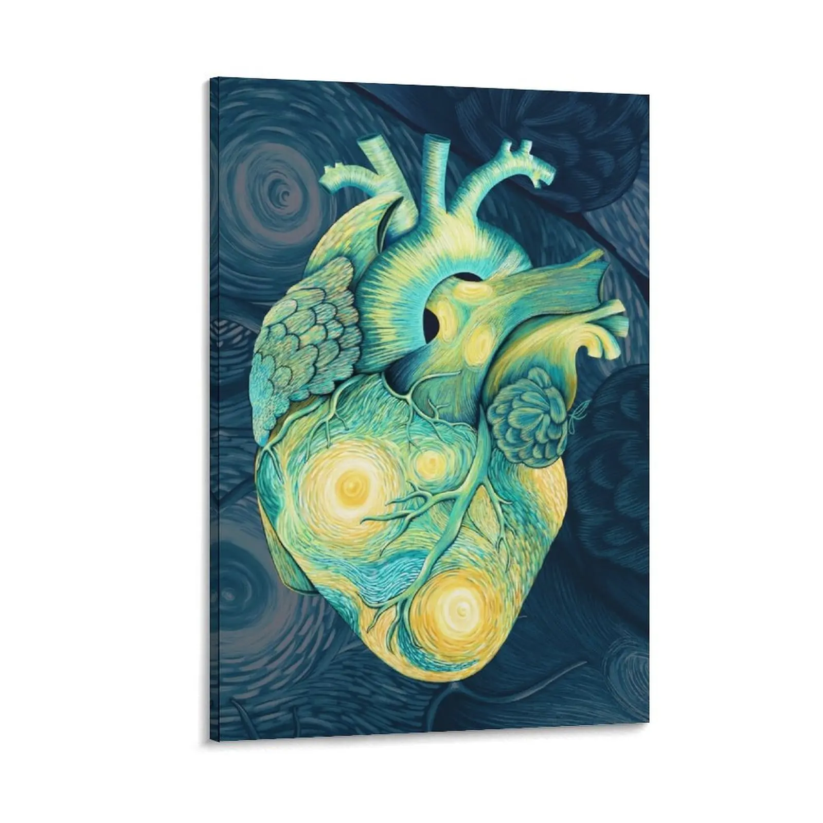 

Anatomical Human Heart - Starry Night Inspired Canvas Painting canvas wall art decor Home decoration
