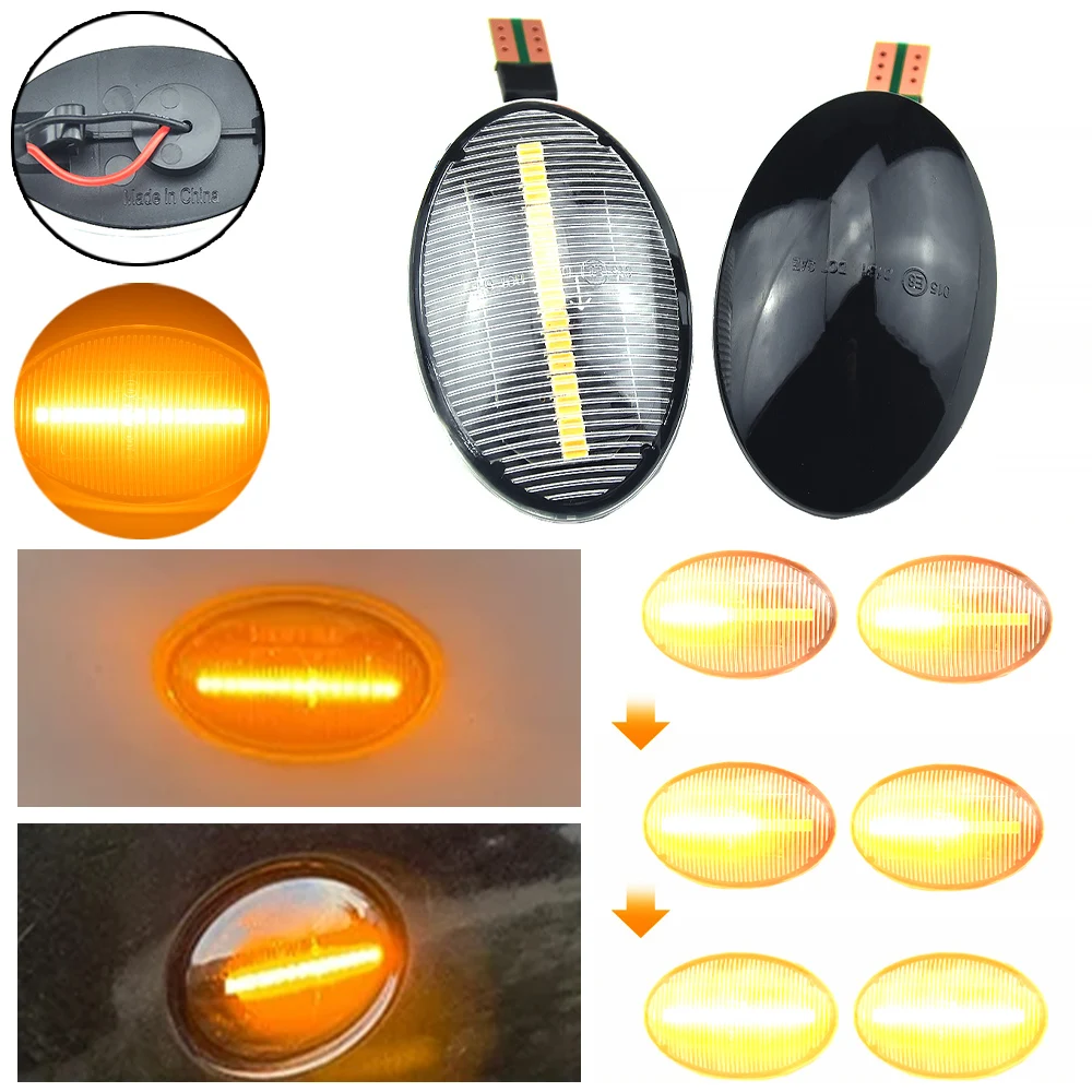 2PCS LED Dynamic Side Marker Lamps Indicator Turn Signal Light For Opel Omega Astra T92 Corsa B S93 C X01 Combo B