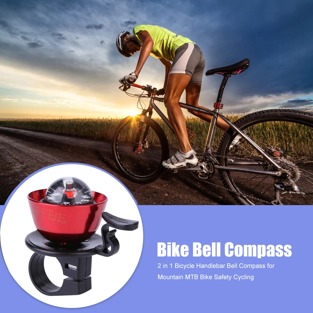 Bicycle Safety Cycling Handlebar Bell Compass Mountain MTB Road Bike Accessories