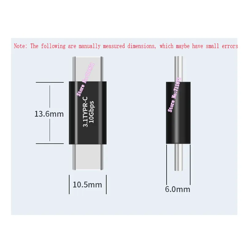 Male to Male GEN2 10GBps Usb3.1 konektor adaptor tipe-c Male-C Usb3.1 Test Connector extension Adapter