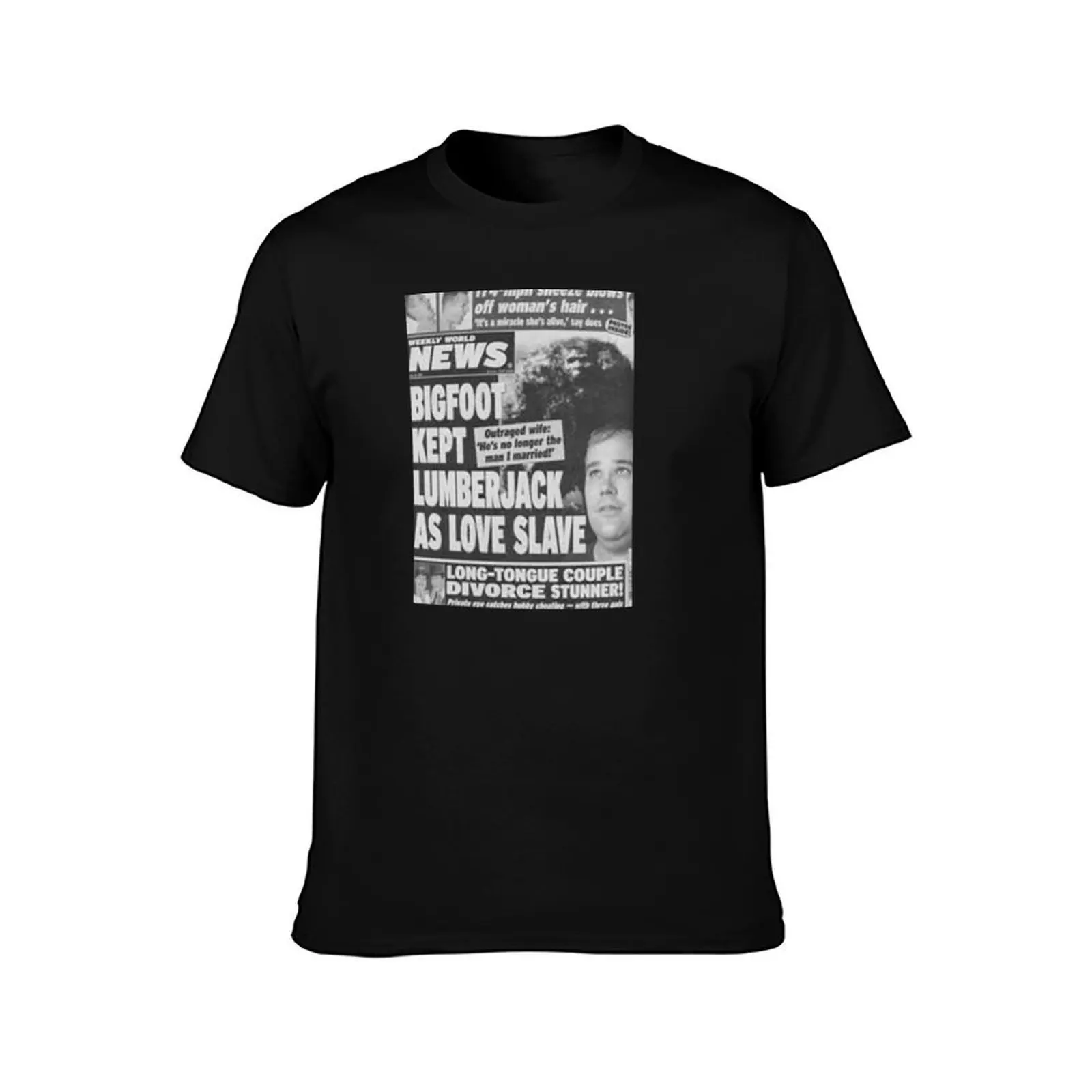 Weekly world enquirer tabloids ufo Bigfoot bazaar news story freaky ness paranormal T-Shirt, Summer Casual Cotton Tee