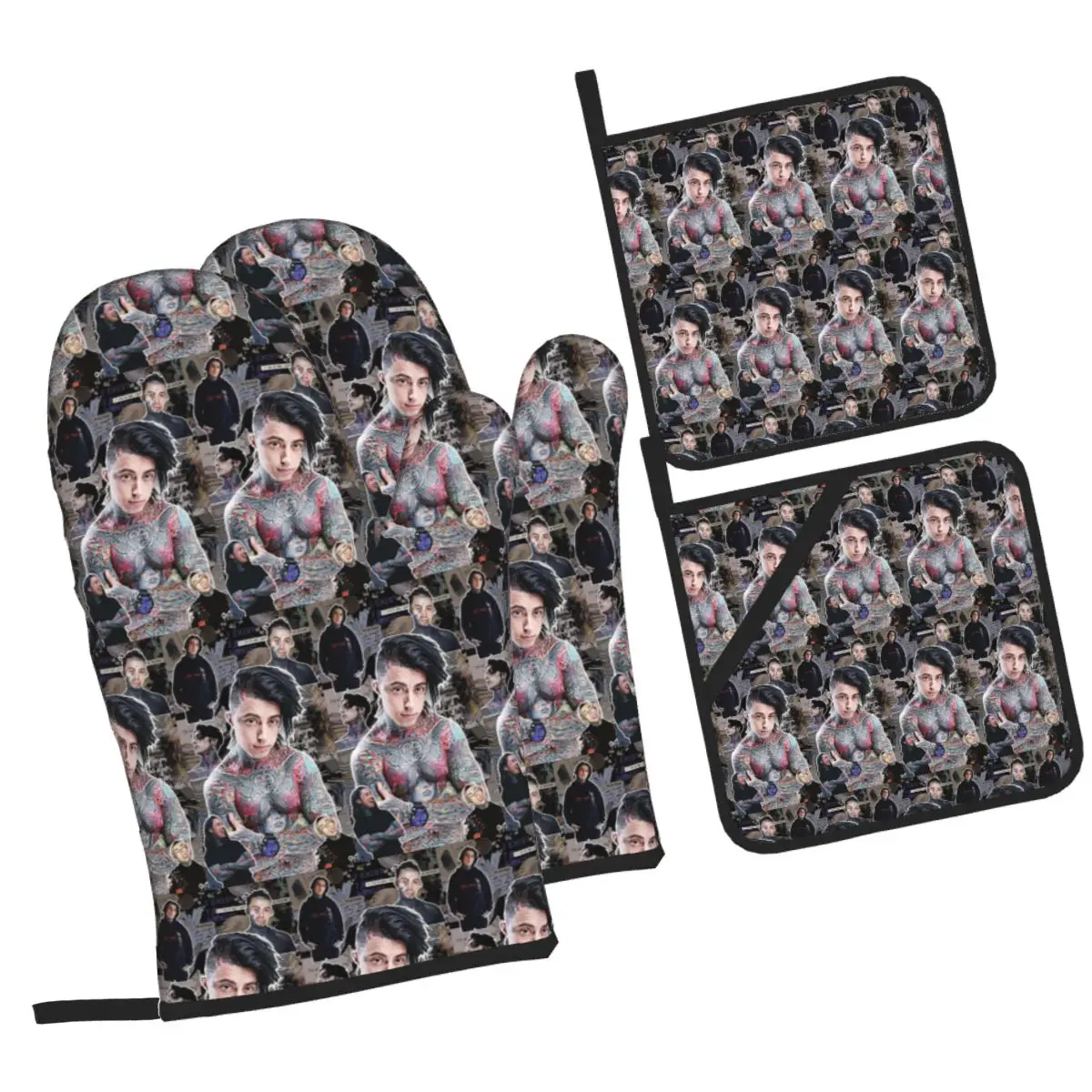Ronnie Radke Photo Collage High Quality Oven Mitts and Pot Holder Sets of 4 for Baking Cooking BBQ Resistant Non-Slip Gloves