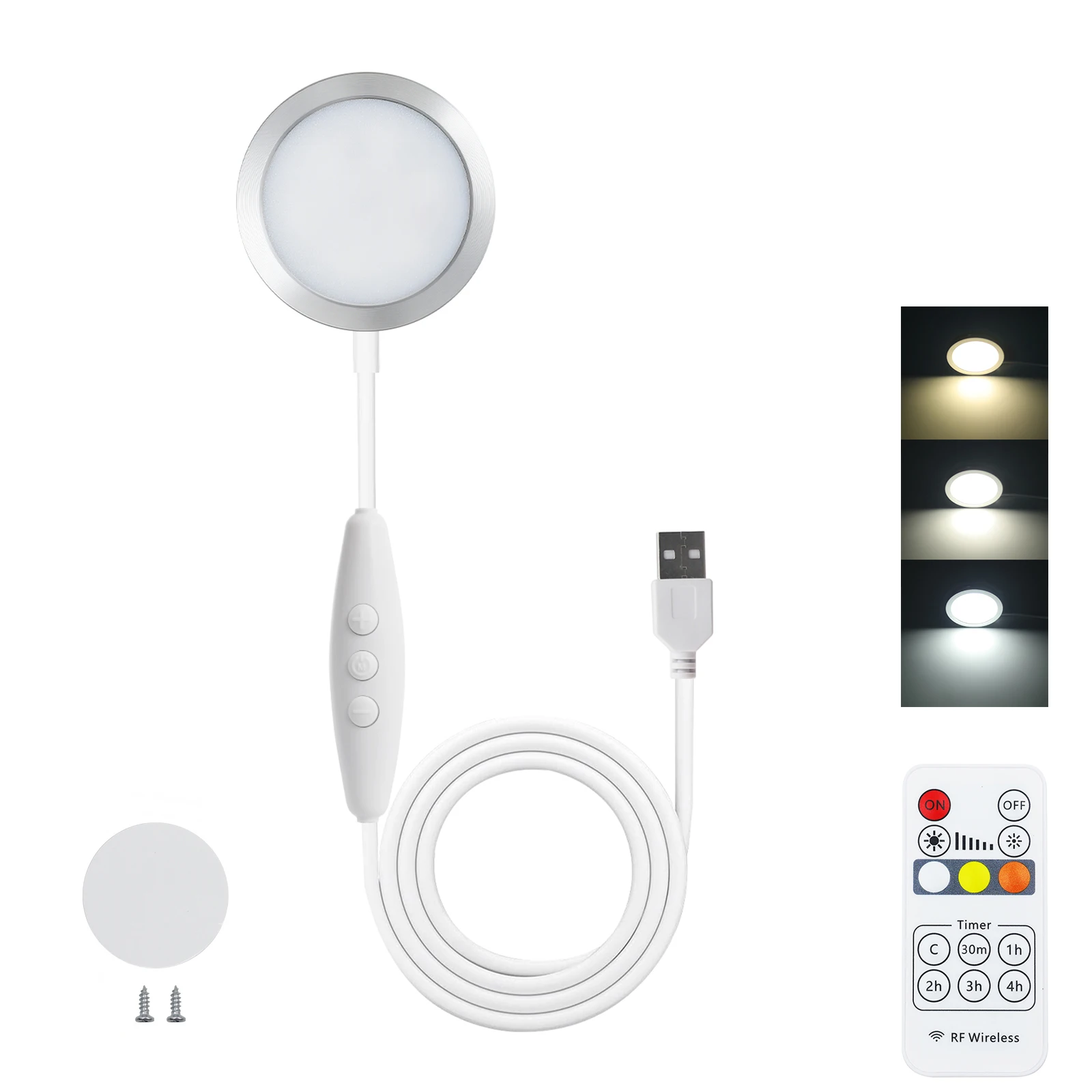 USB CCT 3D Printer Lamp 5V Round LED Under Cabinet Light Furniture Dimmable Night Bedroom Wardrobe Lighting 2700-6500K DIY Gifts
