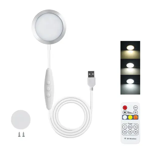USB CCT 3D Printer Lamp 5V Round LED Under Cabinet Light Furniture Dimmable Night Bedroom Wardrobe Lighting 2700-6500K DIY Gifts