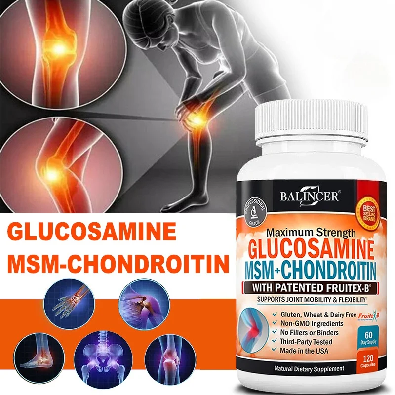 Glucosamine Chondroitin MSM Capsules, Support Joint Structure Maintenance, Cartilage Wellness, Mobility Flexibility & Comfort
