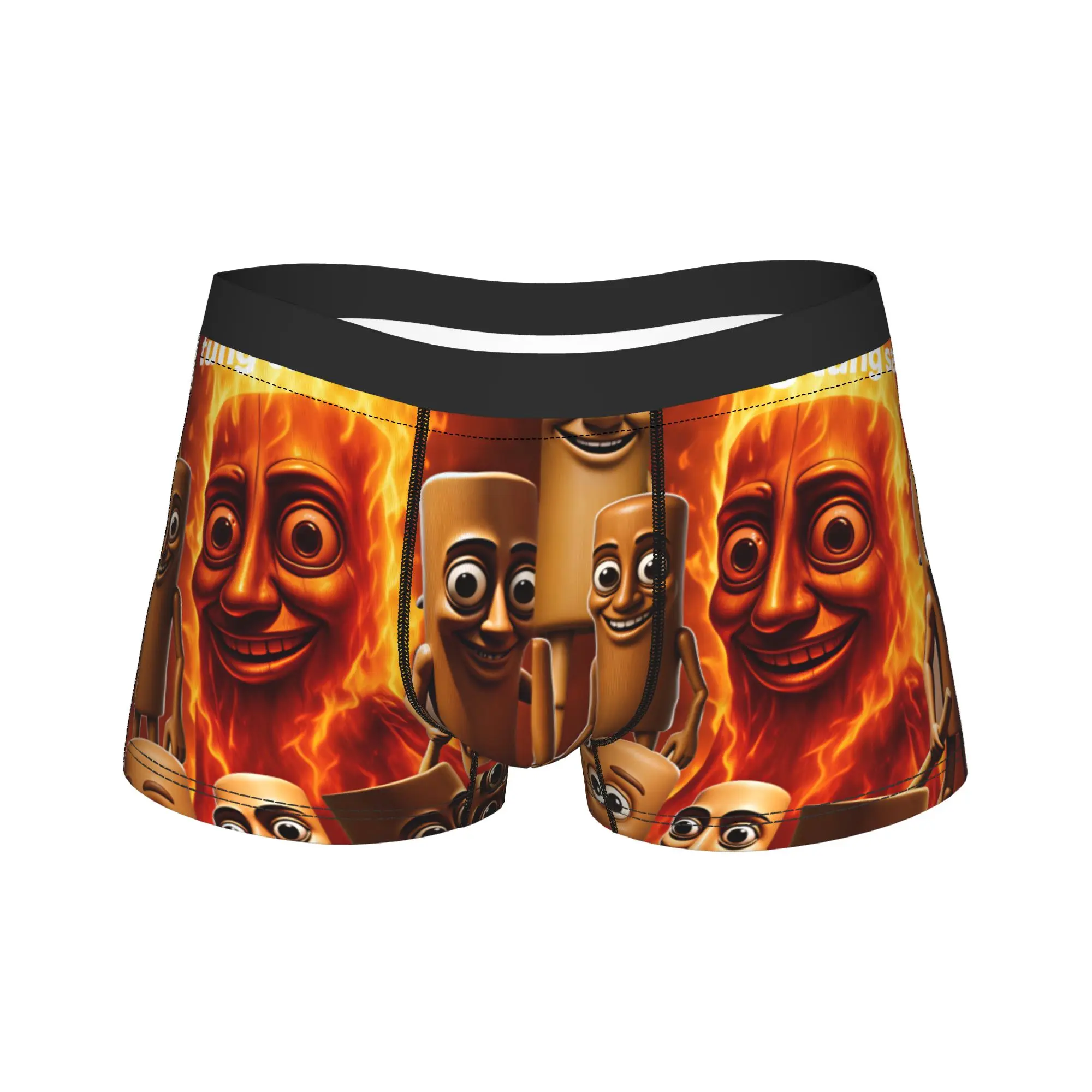 Tung Tung Sahur Multi Character Fire Underwear  Males Shorts Briefs Elastic Boxershorts Quality Pattern Plus Size Panties