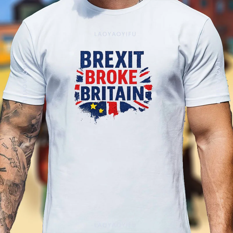Network Hot Spot Brexit Broke Britain Unisex Men Women Vintage UK EU Distressed Flag British Culture Cotton Graphic T Shirt
