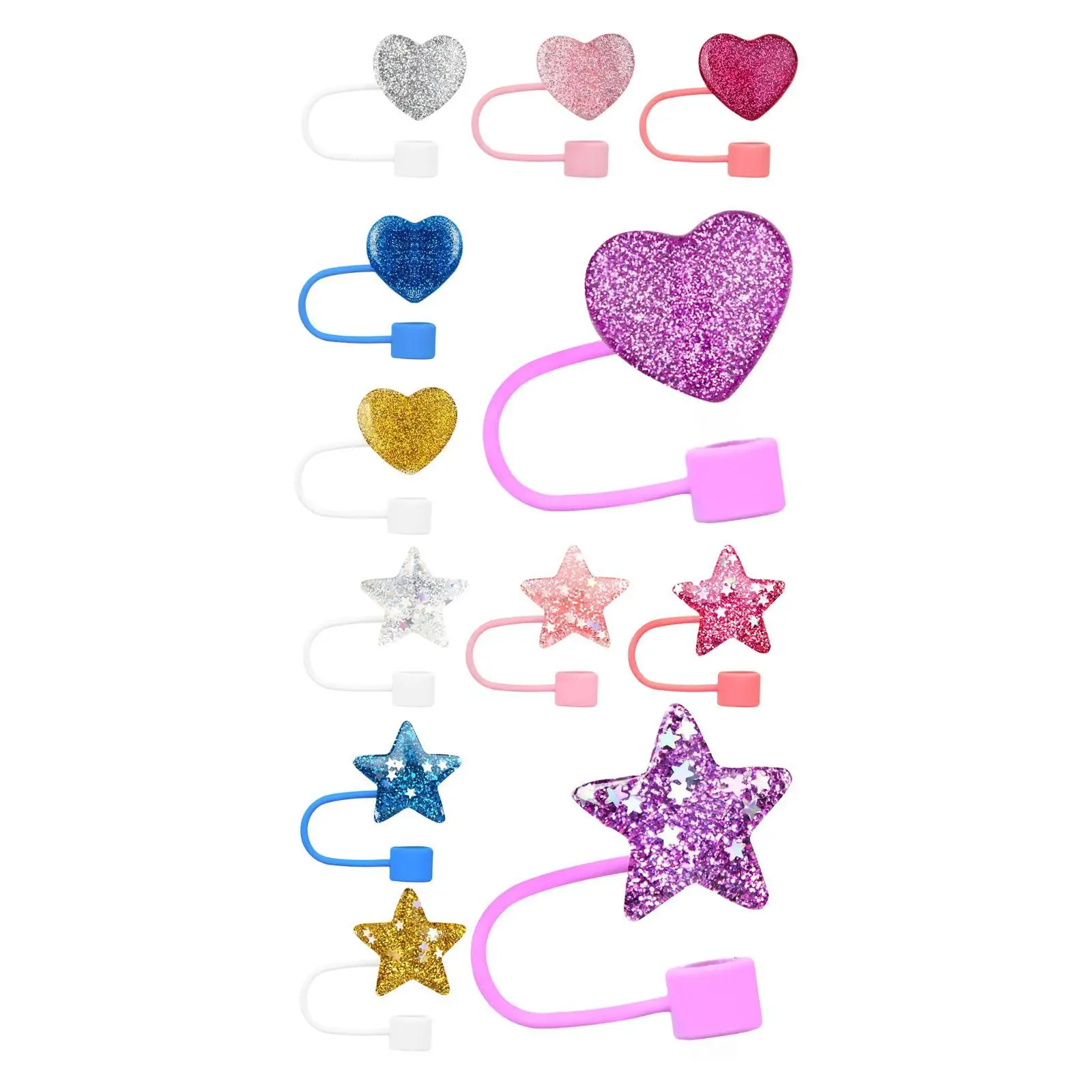 6 Pieces Straw Cover Caps Straw Protector for 8mm Straw for Women Girls Fits Tumblers Silicone Straw Toppers Cup Accessories