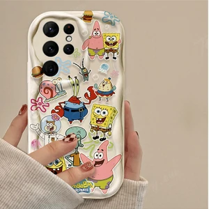 Entzückende Telefonabdeckung SpongeBobs Wave, Silikonabdeckung für Samsung Galaxy S24 Ultra S23 S22 Plus S20 S25 A55 A35 A15 A05 A05S 12 HauptverkaufsspongeBob Grande - №7