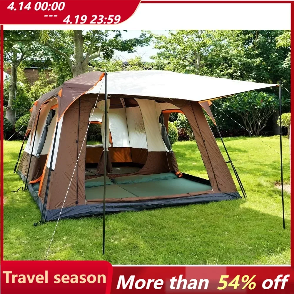 

Tent,Family Cabin Tents,2 Rooms,3 Doors and 3 Windows with Mesh,Double Layer,Big Tent for Outdoor,Picnic,Family Gathering