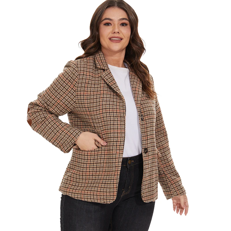 Vangull British Style Slim Women Plaid blazer Patch gomito Patchwork femminile Classic Suit Coat Ladies monopetto Outwear