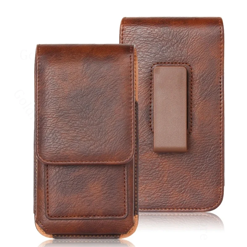 

Universal Leather Case Phone Pouch For Apple iPhone 17 Pro Max 16e SE 2025 15 Plus 14 13 Mini 17Air 360 Belt Clip Card Waist Bag