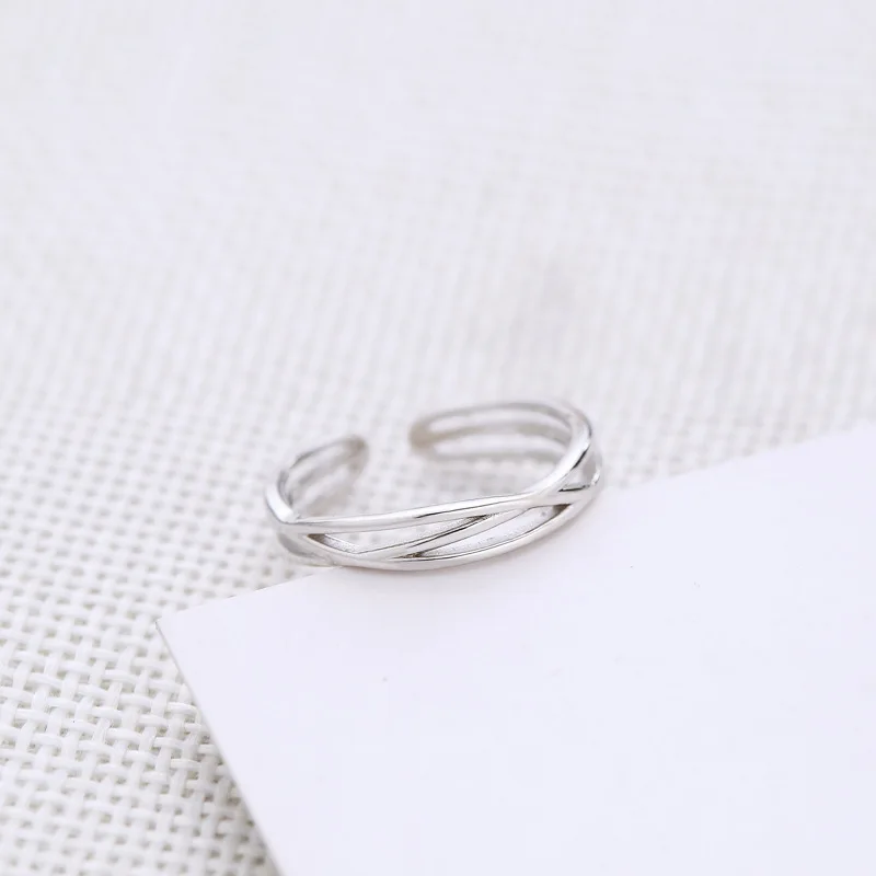 RYJU 925 Sterling Silver Cross Ring Female Adjustable Simple Elegance Ring Elegance Wedding Party Aesthetic Jewelry Gift