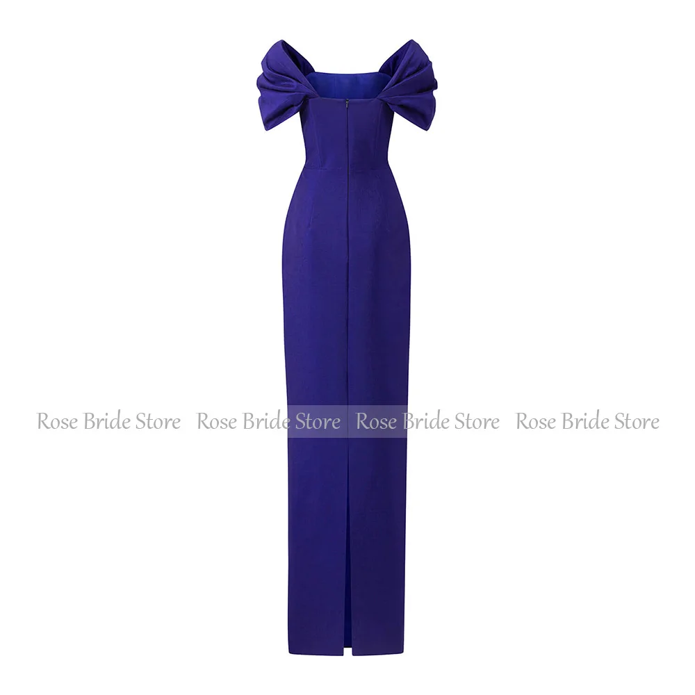 Elegant Formal Party Dresses Purple Off the Shoulder Column Wedding Guest Gowns Long Beading Floor Length Evening Dress 2024