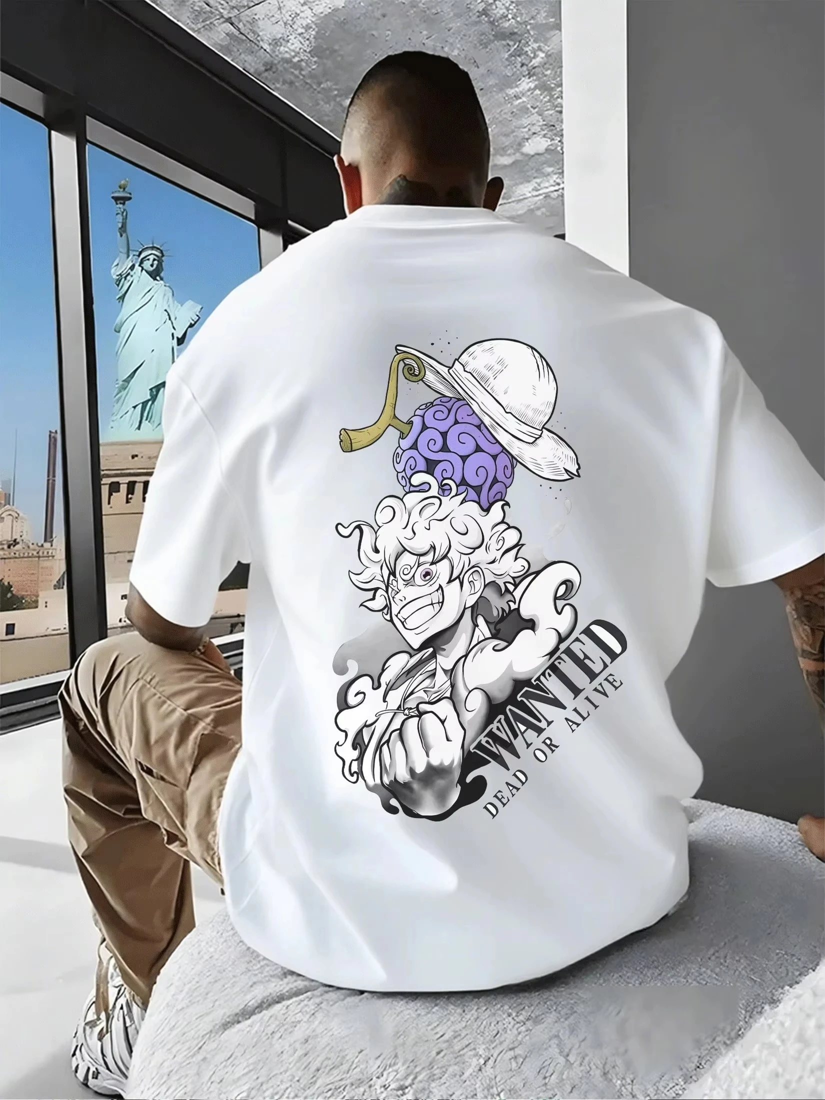 T-shirt imprimé One Piece Anime WANTED DEAD OR ALIVE pour hommes et femmes, hauts pour hommes, T-shirt Harajuku Y2K, été 2026
