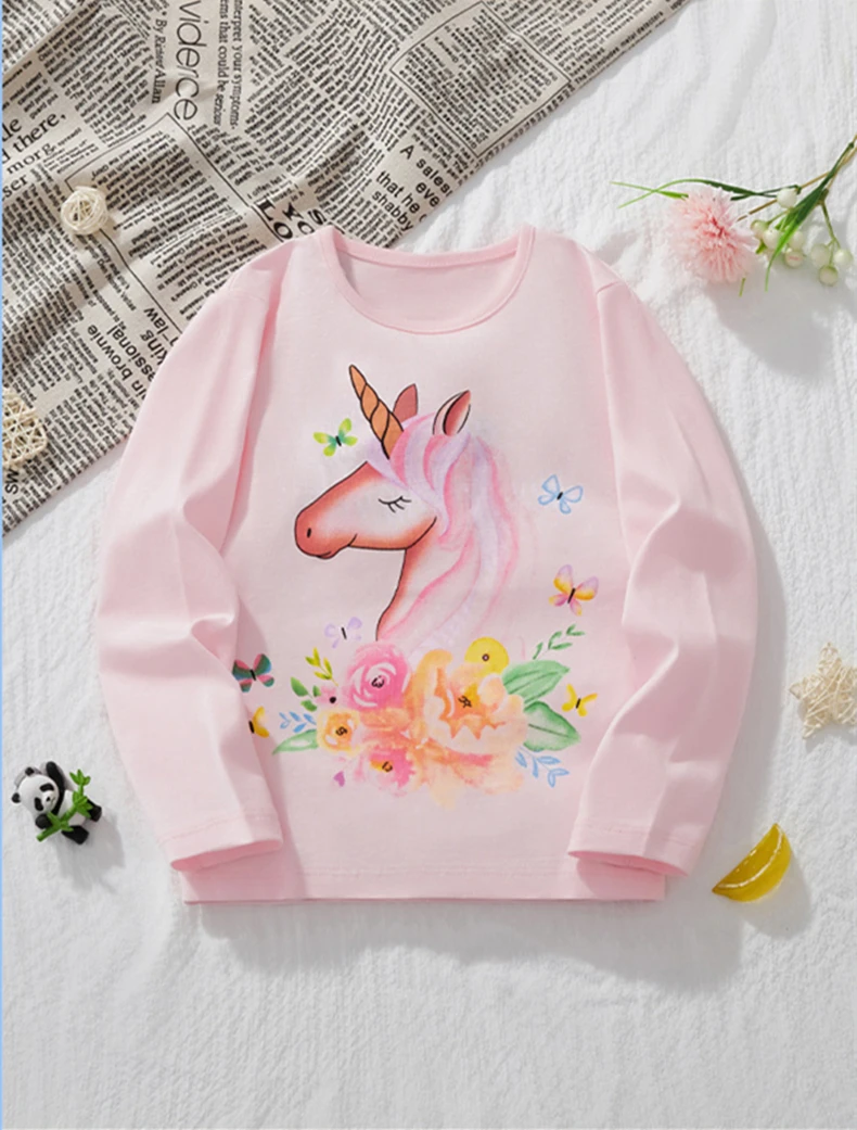 

2-7T spring autumn children kids girls fashon cute cotton full sleeve T shirt