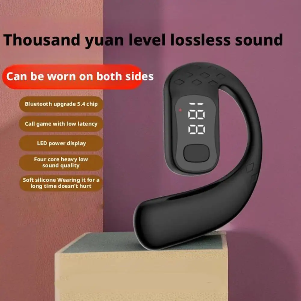 Sem fio bluetooth 5.4 fone de ouvido longa espera gancho da orelha, negócios hd chamando microfone som surround à prova dwaterproof água ao ar livre