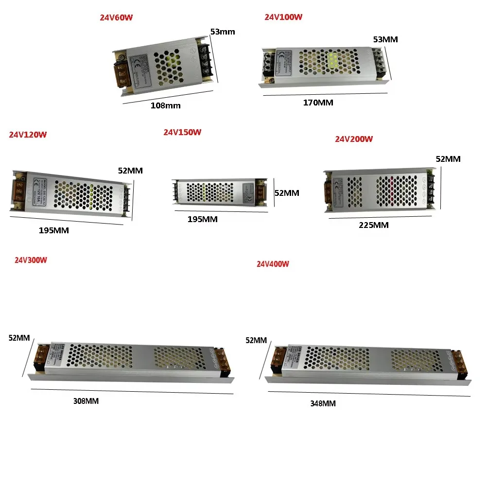 Pop Ultra-Thin LED Switch Power Supply DC 12V 24V Lighting Transformers 60W 100W 150W 200W 400W AC180-240V Driver For LED Strips