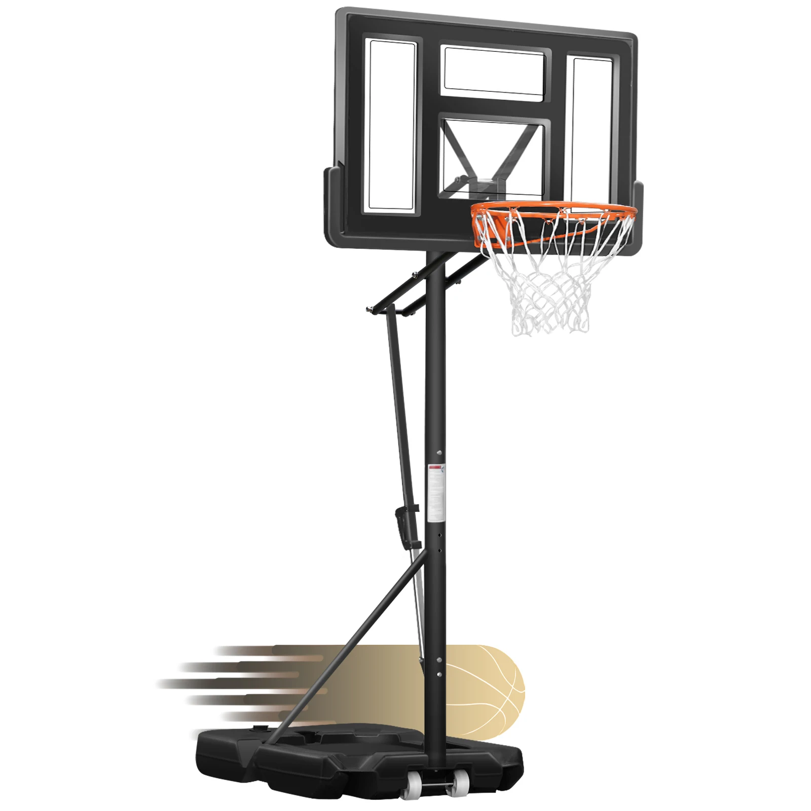  Portable Basketball Hoop Quickly Height Adjusted 4.9-10ft Outdoor/Indoor Basketball Goal System With 44 Inch Backboard And Whee