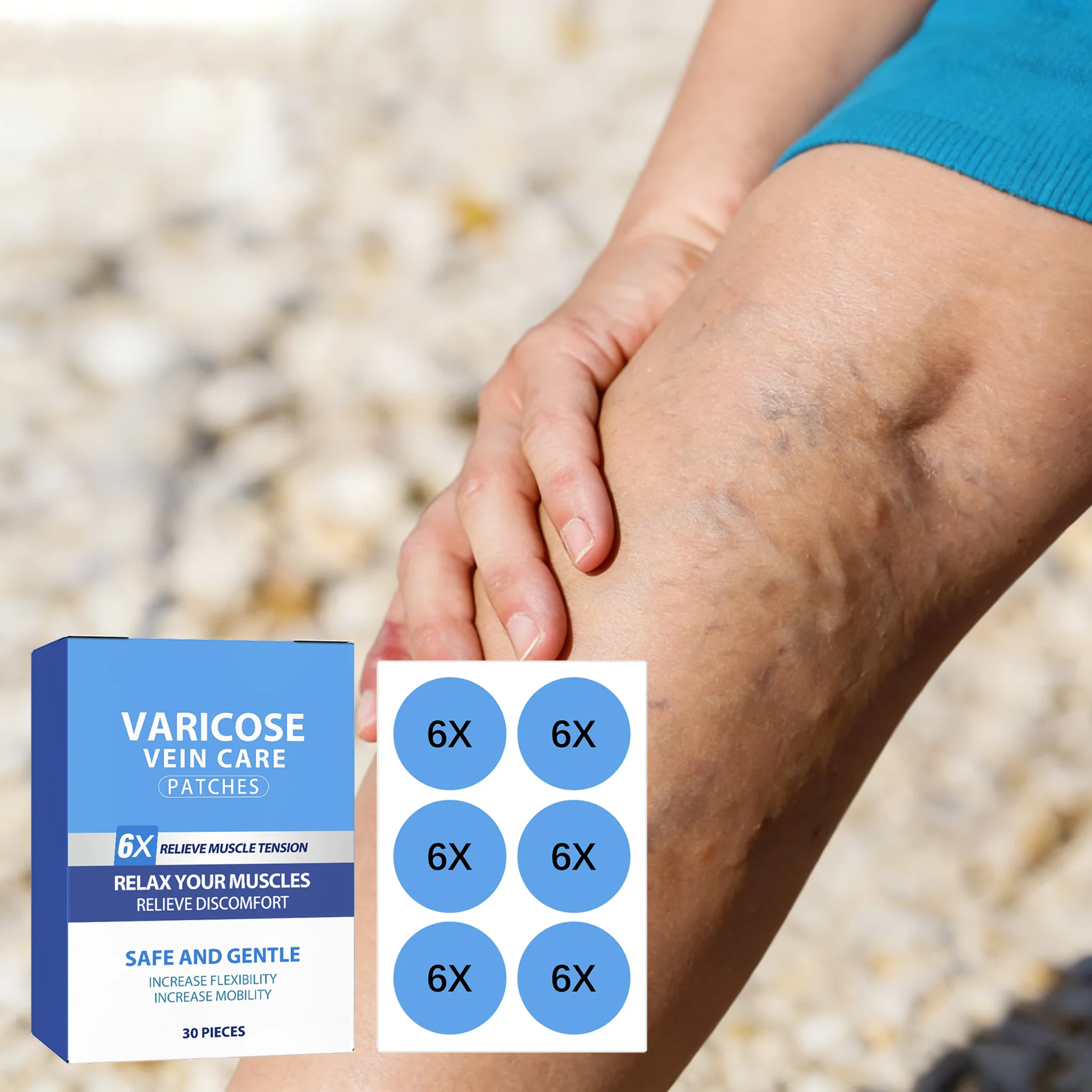 30pcs Varicose Veins Patch Cure Varicosity Angiitis Remove Vascular Blockage Promote Blood Circulation Spider Leg Relief Patch