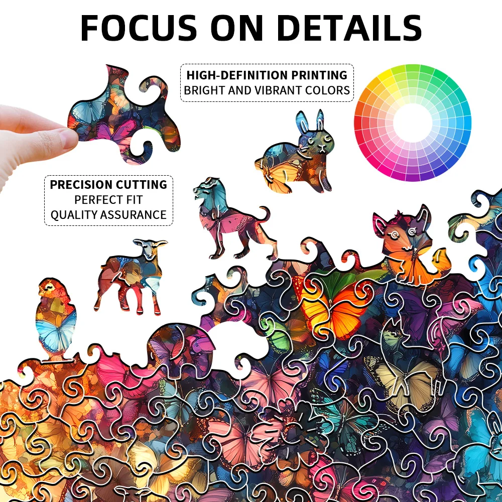 Puzzle in legno per adulti premium |   Splendida opera d'arte floreale e farfalla realistica |   Gioco di provocazione del cervello e decorazione da parete con cornice |   Perfetto