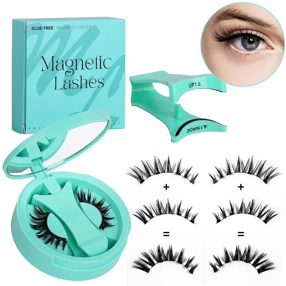 Magnetisches falsches Wimpern-Set, wiederverwendbar, 3D-kleberfrei, wasserdicht, natürliche falsche Wimpern mit reisefreundlichem Applikator