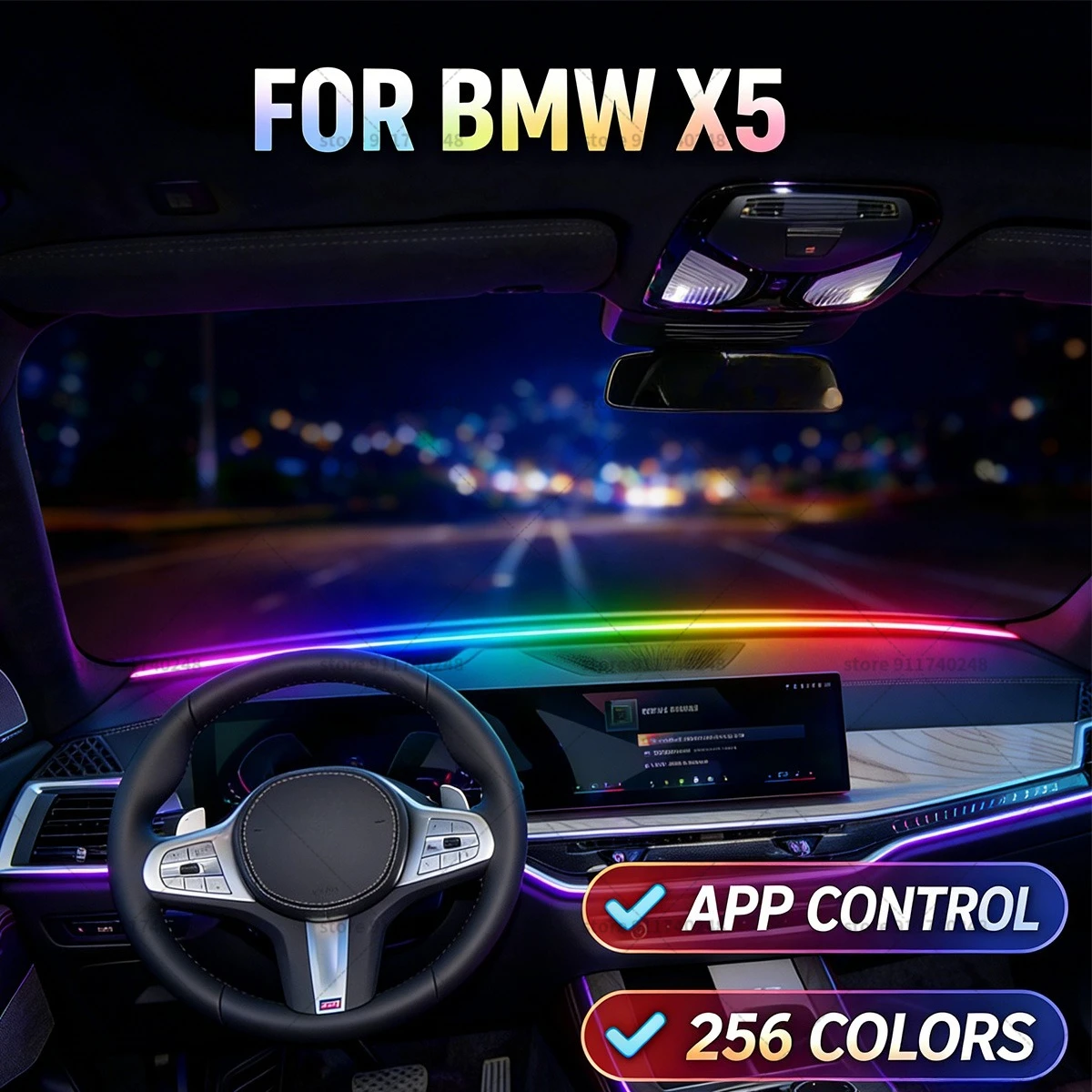 

Декоративная световая полоса для BMW X5, цветная акриловая звукоизоляционная полоса для лобового стекла, атмосферная подсветка