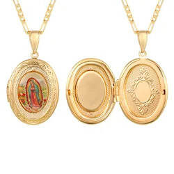 Locked Virgin Mary Necklace Pendant for Women Gift, Miraculous Medals Catholic Christian Jewelry