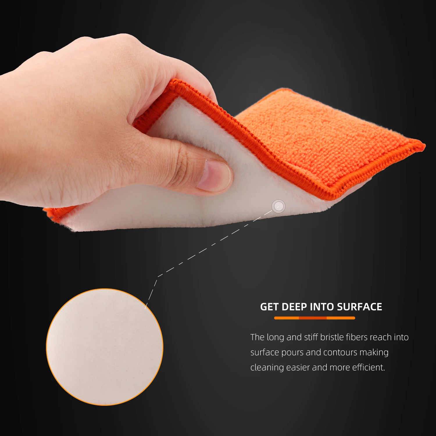 SPTA 8pcs Orange Car Interior Scrubbing Washing Sponge Microfiber Car Wax Applicator Different Sides Hand Waxing Pads