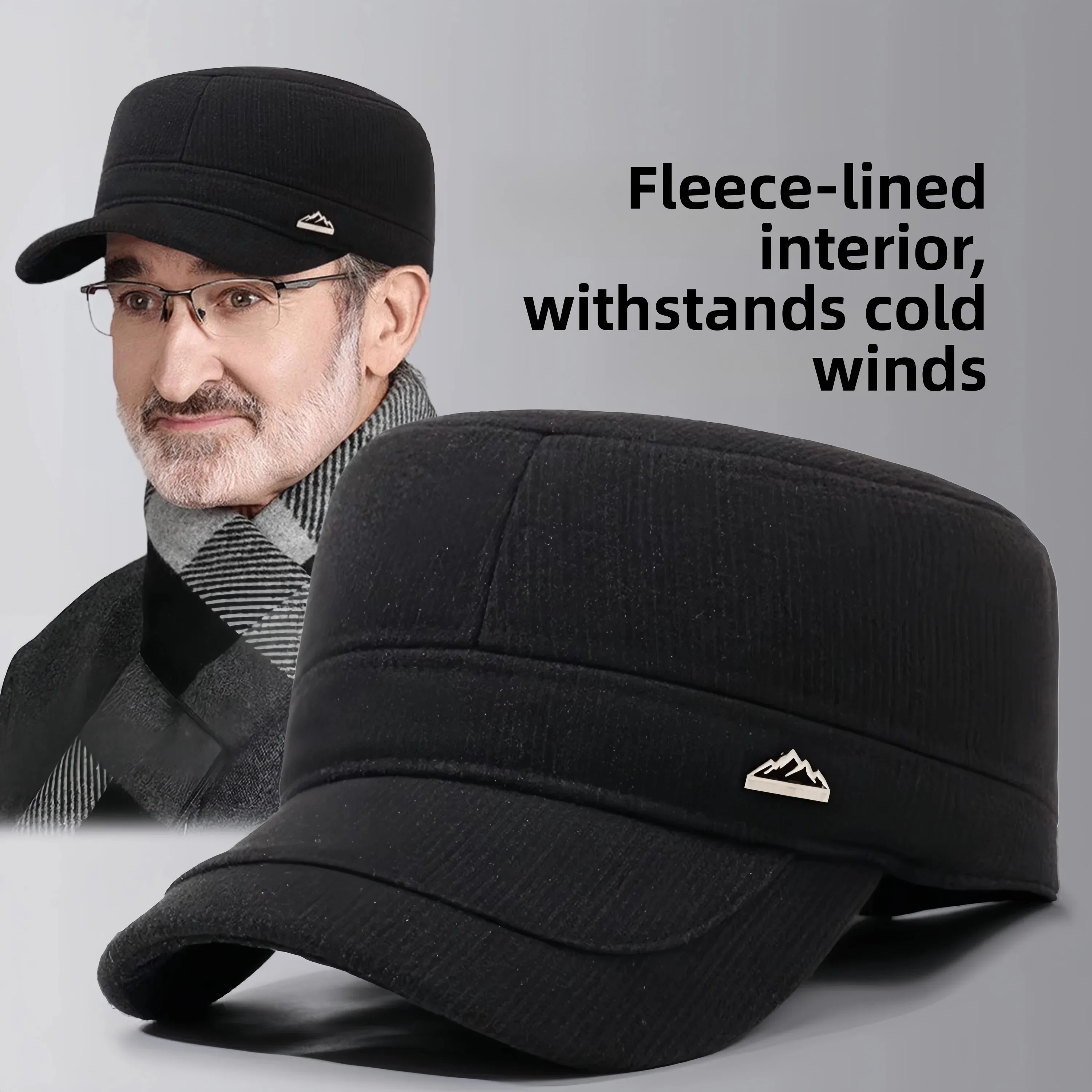 

Warm Flat-Cap Style Winter Hat for Elderly Men Dad Duckbill Cap Autumn Winter Thermal Protection Ear Elderly Grandpa Winter Cap