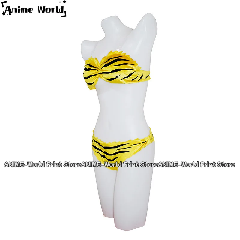 Anime Urusei Yatsura Lum Cosplay Costume Wig Leopard Print Swimwear Summer Day Bikini Woman Sexy Kawaii Carnival Party Suit