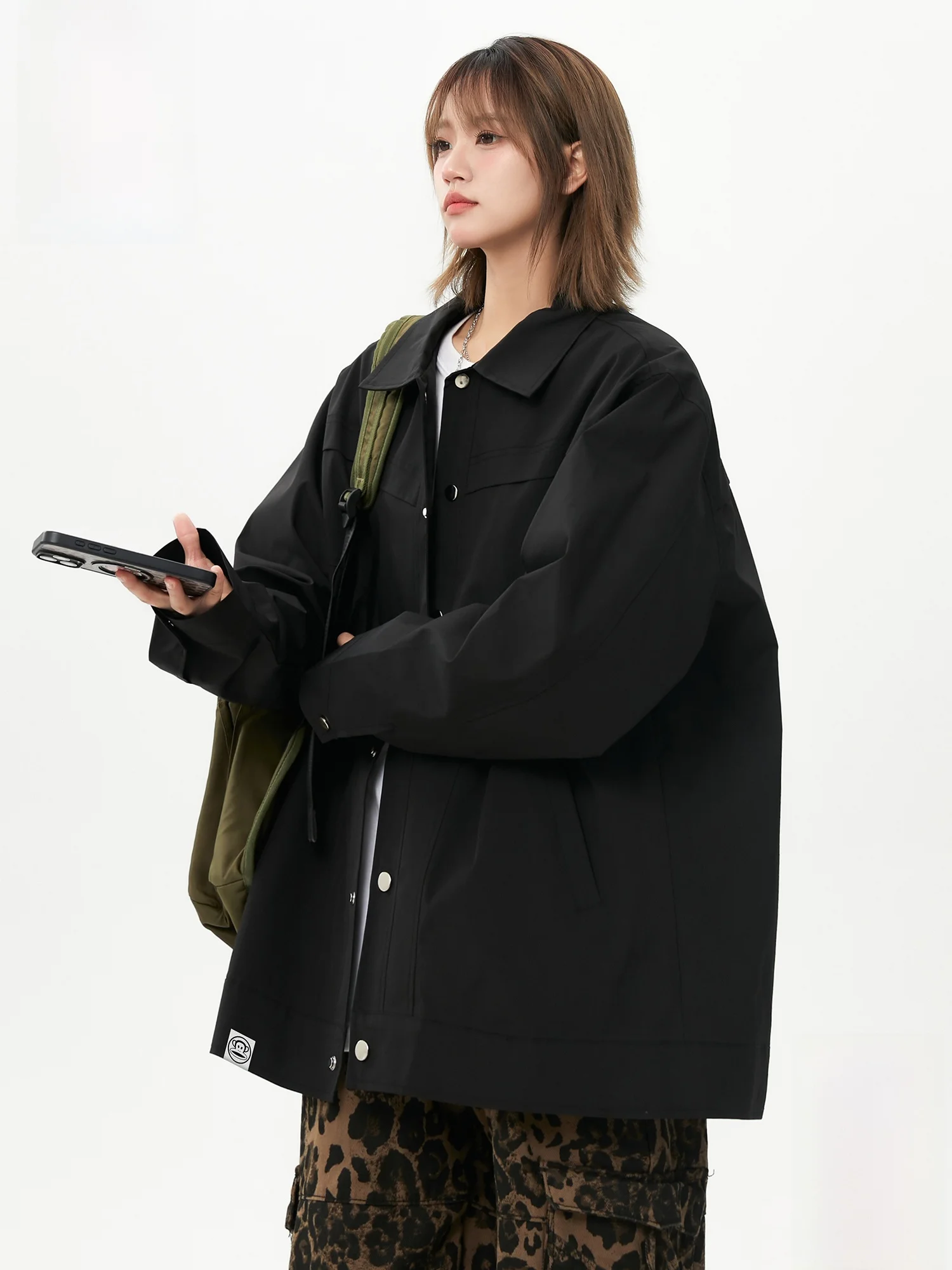 

Мужская весенняя свободная повседневная куртка-кардиган Paul Frank Large-Mouth Monkey 2026 New Workwear с отложным воротником