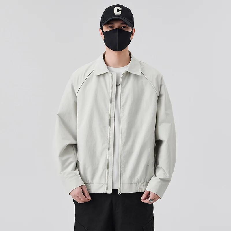 

Молодежная рабочая куртка Sli с отложным воротником, модная, в гонконгском стиле, повседневная, свободного кроя, легкая, стильная верхняя одежда для мужчин