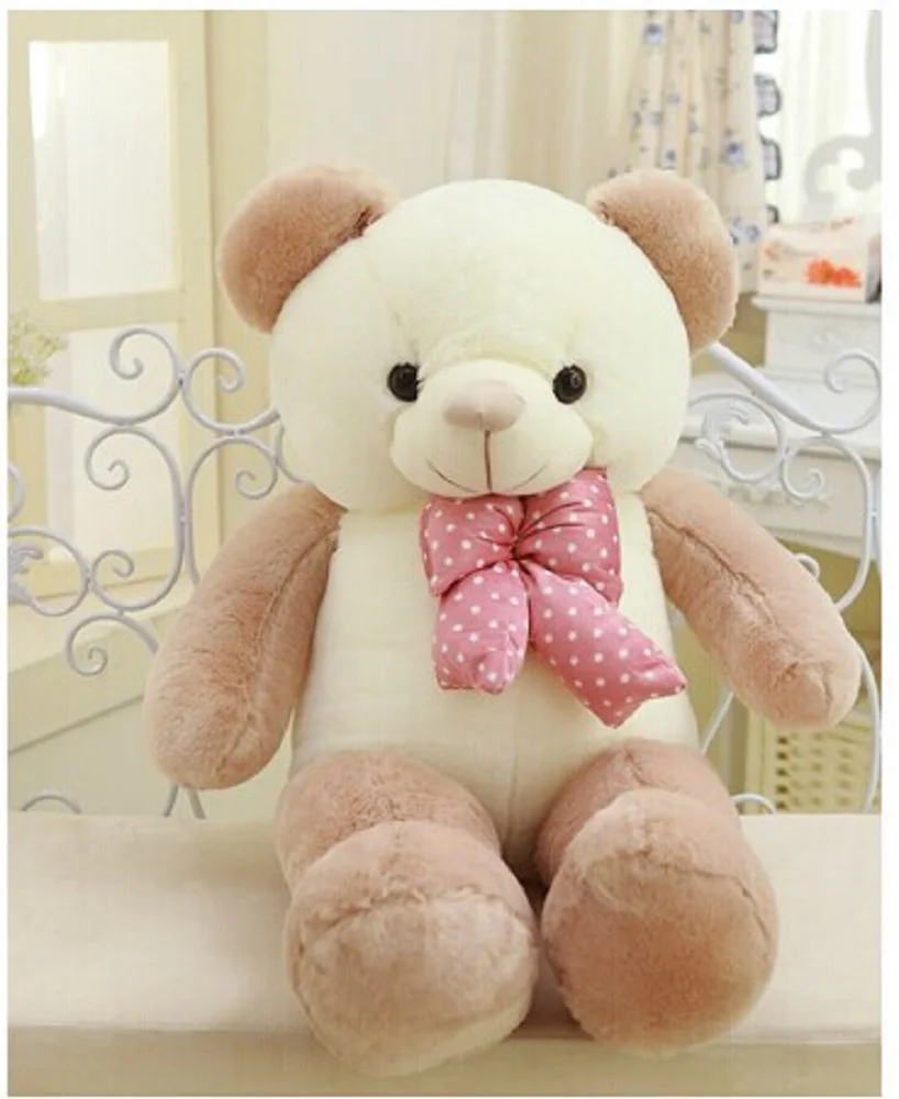 

lovely new plush Teddy bear toy stuffed light brown teddy bear with bow birthday gift about 100cm